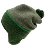 Earflap hat with pom pom - greens 